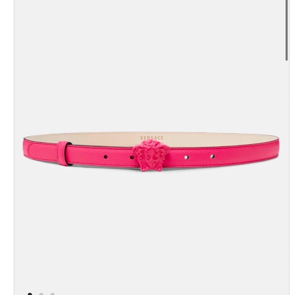 NEW IN BOX VERSACE LA MEDUSA LEATHER BELT FUCHSIA SZ 65/26